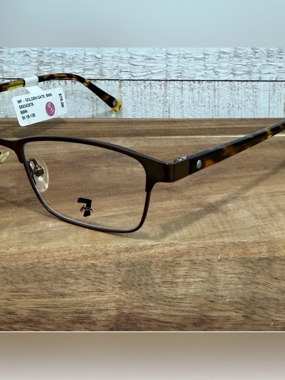 7 For All Mankind Golden Gate Tortoise Rectangular Eyeglass FRAMES 5-19-138 (NWT